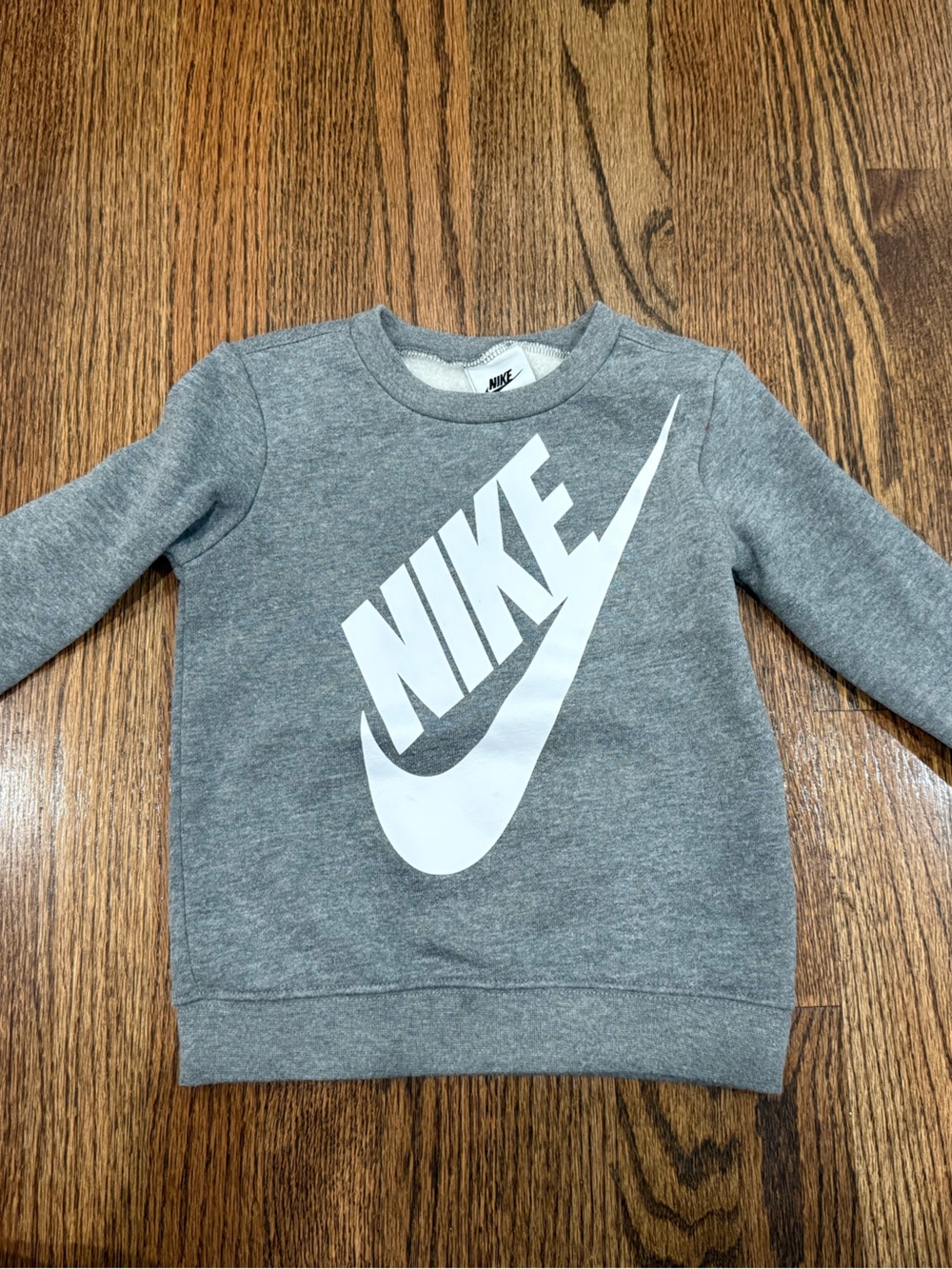 Nike Kids Gray Sweatshirt with White Swoosh Logo